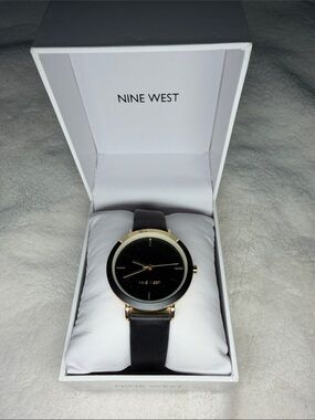 Nine West Black and Gold Minimalist Women's Watch